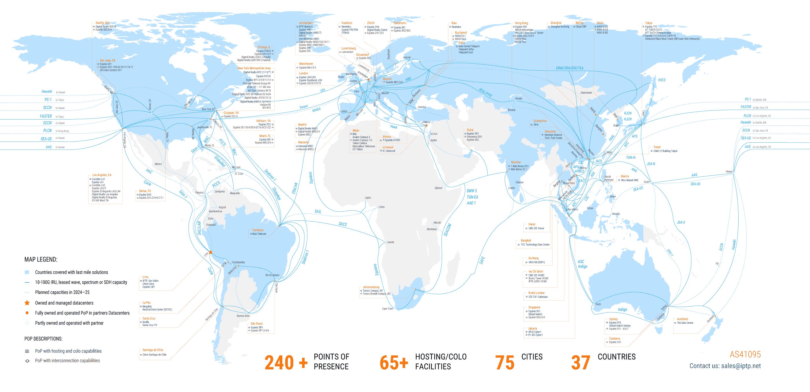 Global Network and Points of Presence Map
